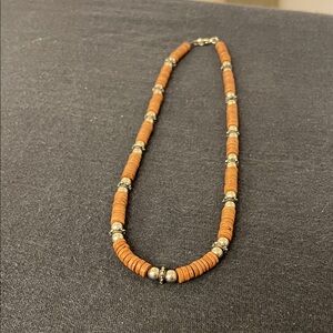 Handcrafted Brown Beaded Necklace with Silver Accents